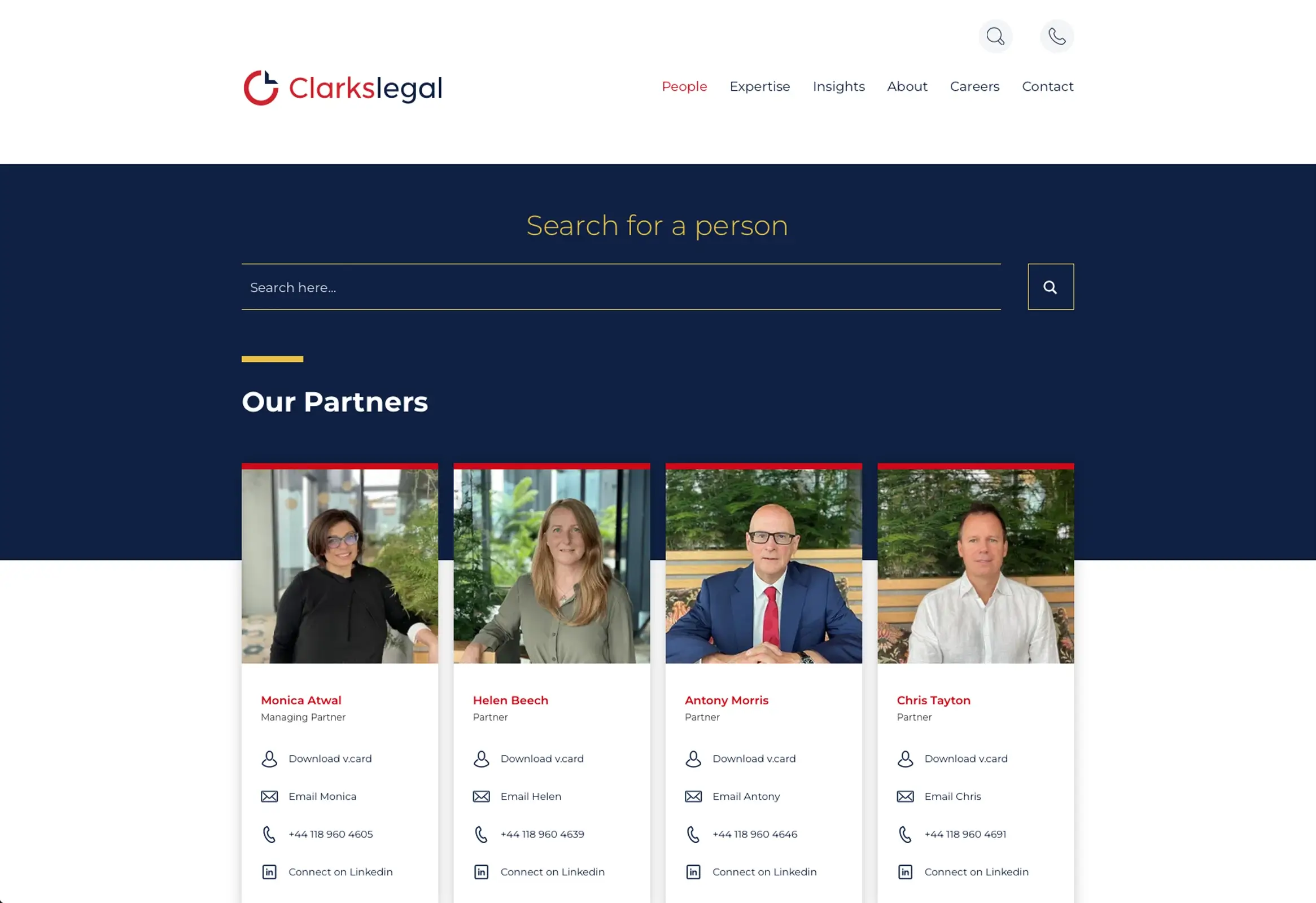 Clarkslegal - Website - People page - By Peek Creative Limited